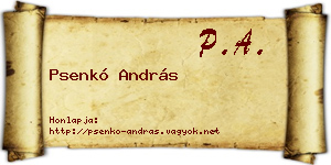 Psenkó András névjegykártya